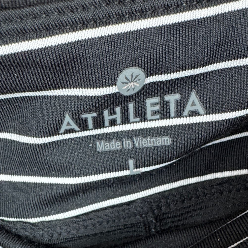Athleta Black with White Stripes Skort Mini Skirt Built in Shorts Size L - Picture 2 of 7